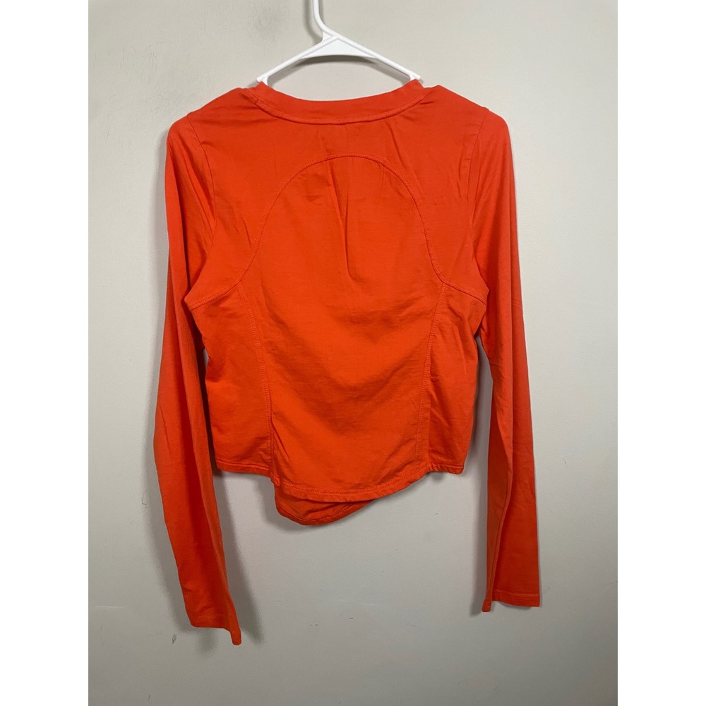 Anthropologie Daily Practice Orange Ruched Cropped Long Sleeve Size Medium - Picture 4 of 9